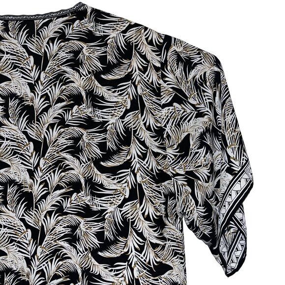 Max Studio Womens 3X Black & White Leaf Print Top Blouse - Picture 7 of 12